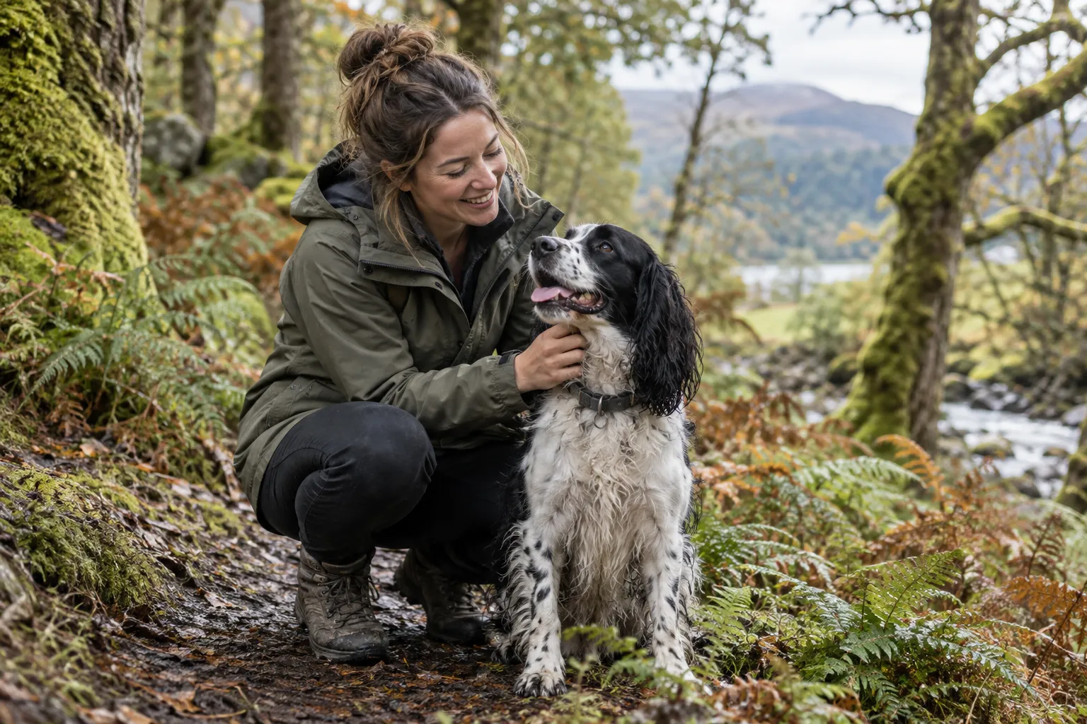A quiet moment with a dog walker
